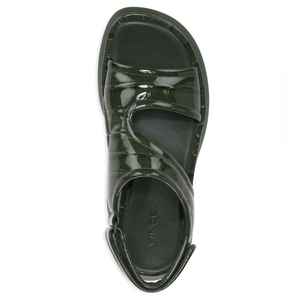 Vince Fresca Sandal in Olive Green Croc-Print Leather Women’s 7.5 - Picture 3 of 16